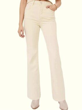 Anthropologie Pilcro Hi Rise Boot Cut Ivory Jeans Size 28
